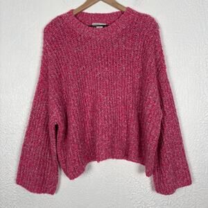 Sincerely Jules Super Soft Oversized Pink Ribbed Knit Pullover Sweater NWT Large